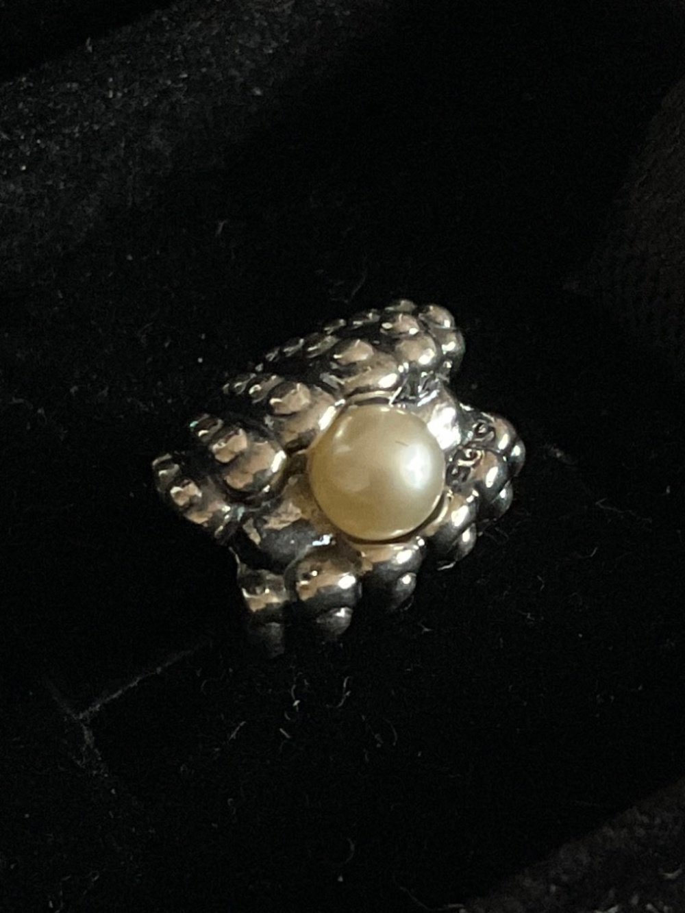 Pandora Silver Bracelet Charm with Cream Pearl Accent